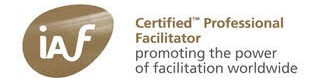 Logo of the International Association of Facilitators, featuring "Certified™ Professional Facilitator" and "promoting the power of facilitation worldwide."